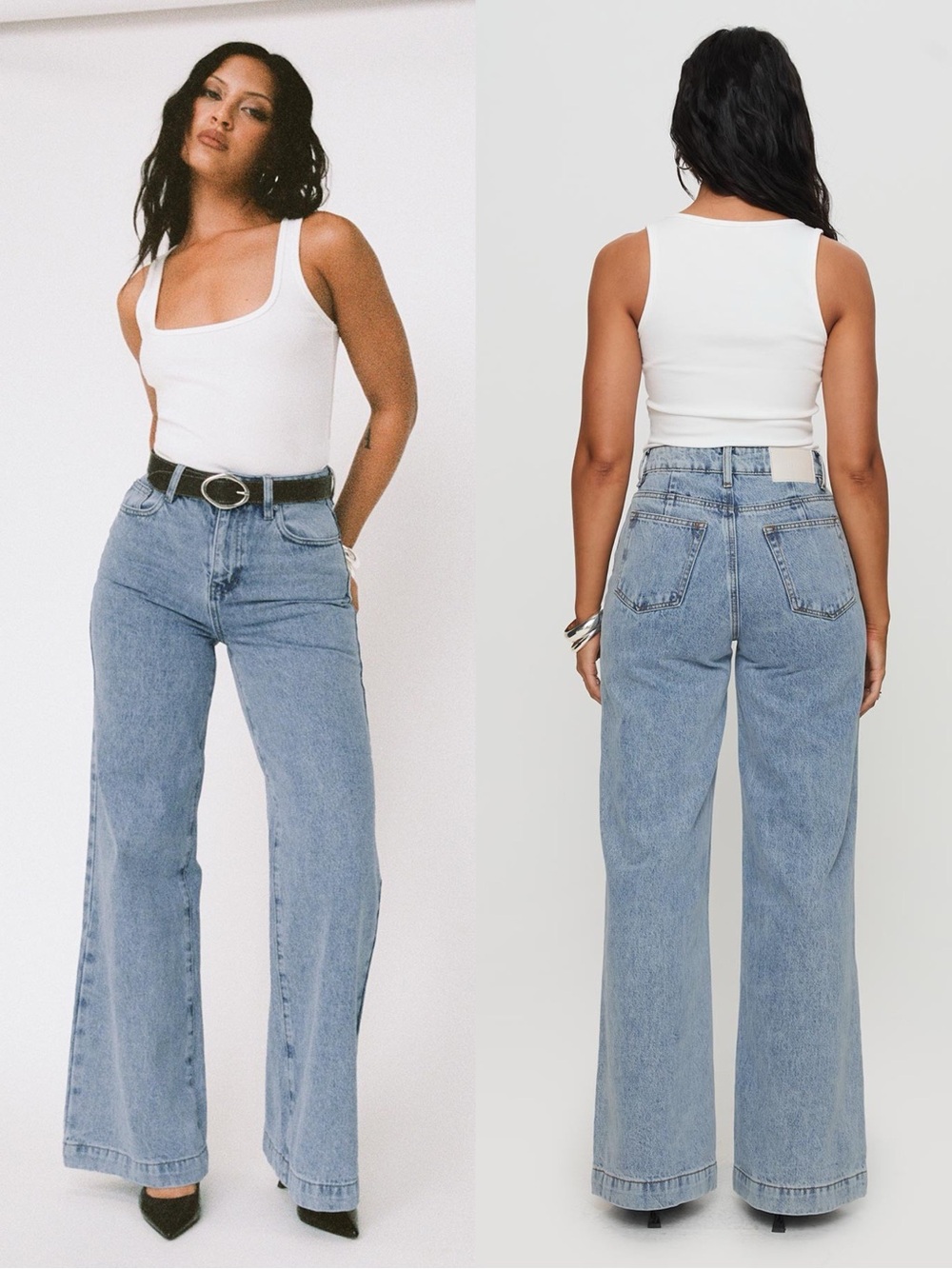 Princess Polly Goldie High Rise Wide Leg Light Wash Jeans